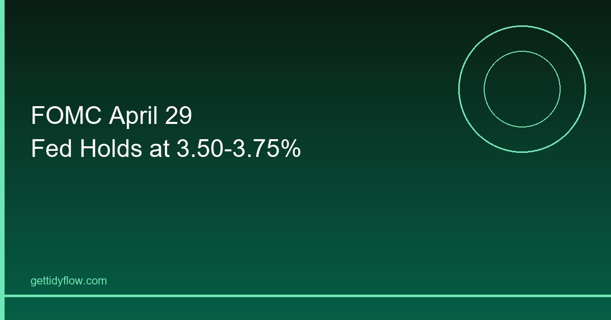 FOMC April 29 Rate Decision: Fed Holds at 3.50-3.75%, Statement Signals No Urgency to Cut