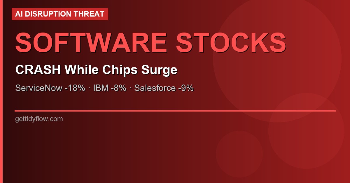 Software Stocks Crash After ServiceNow and IBM Spark AI Disruption Fears — Selloff Hits Salesforce, Oracle, Adobe
